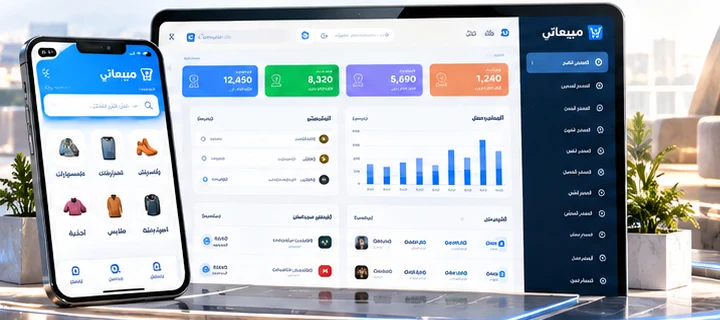 عرض تصوري لتطبيق مبيعاتي على الكمبيوتر والهاتف